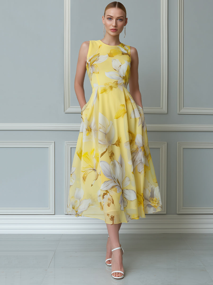 Sun-Drenched Floral Midi Dress