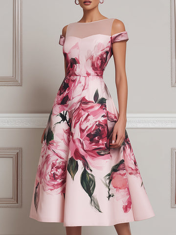 Ethereal Rose Illusion Midi Dress