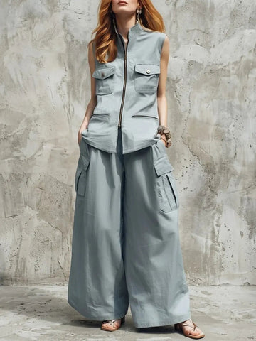 Women's Casual Workwear Wide-Leg Pants Set
