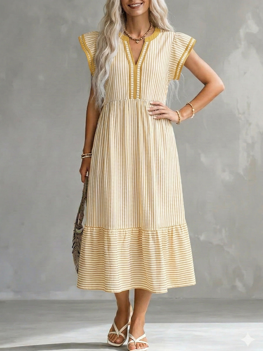 Women's V-neck Striped Dress
