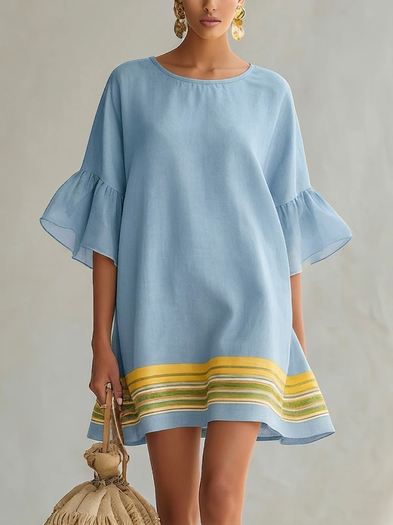 Loose-fit Casual Linen And Cotton Dress