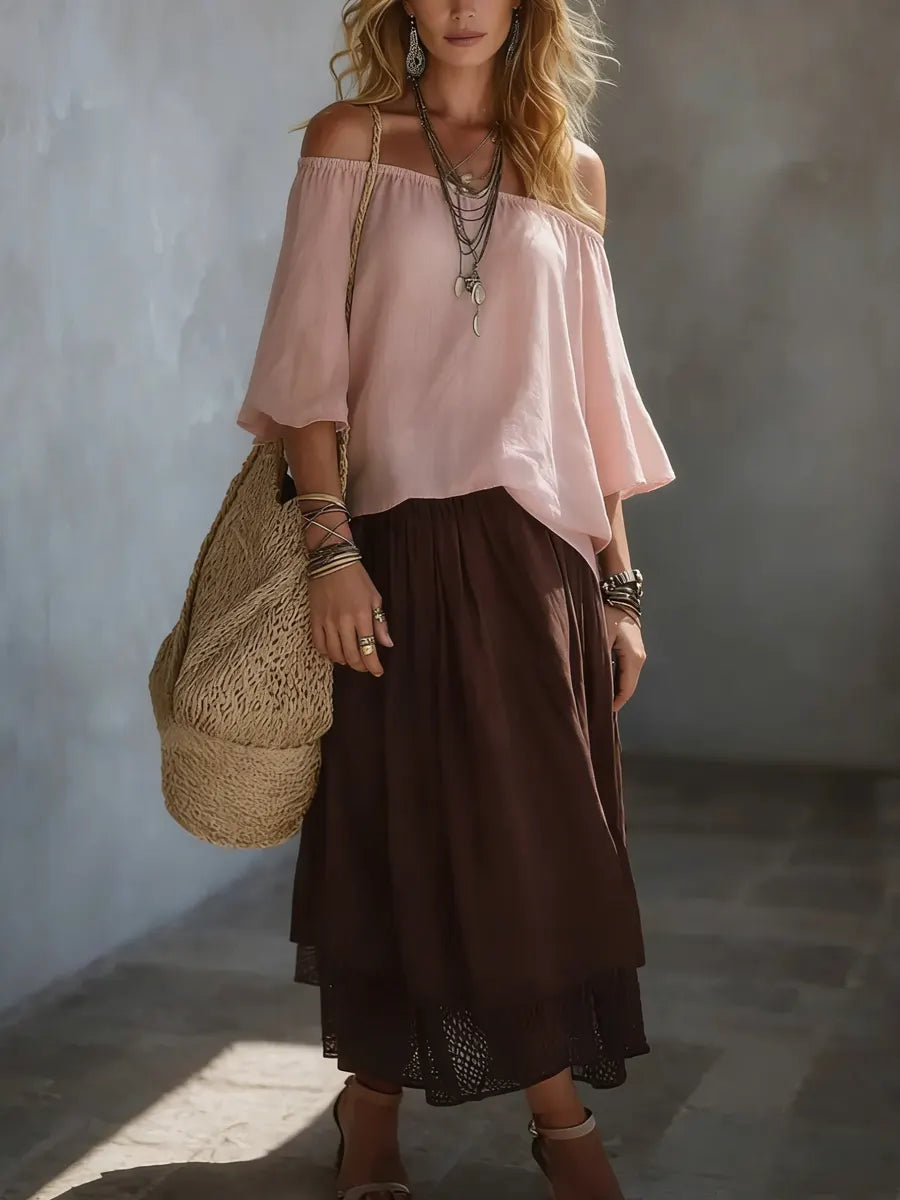 Women's One-shoulder Top And Skirt Set