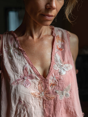 Women's Vintage Breast Cancer Awareness Butterfly Patchwork Tank Top